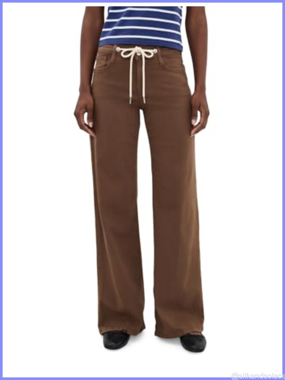 Women's Low Rise Wide Leg Jeans Mid-Weight Low-Stretch Twill Drawstring